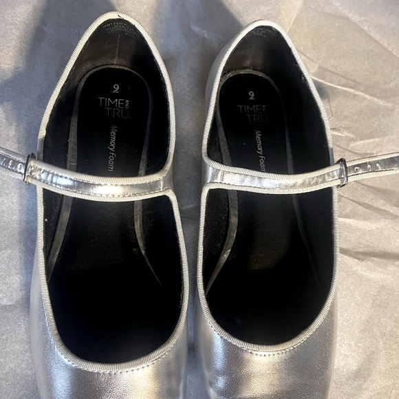 Time and Tru Shoes - Time and Tru Silver Mary Jane Flats